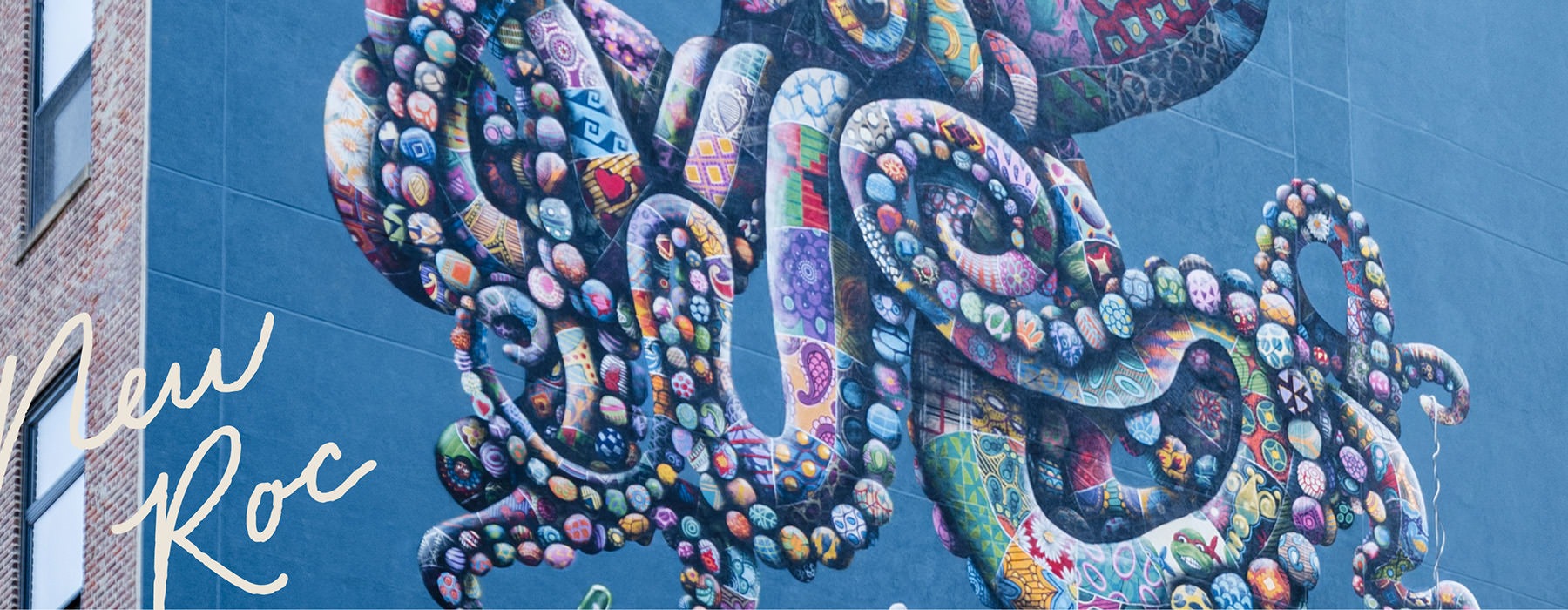 Large mural of an octopus 